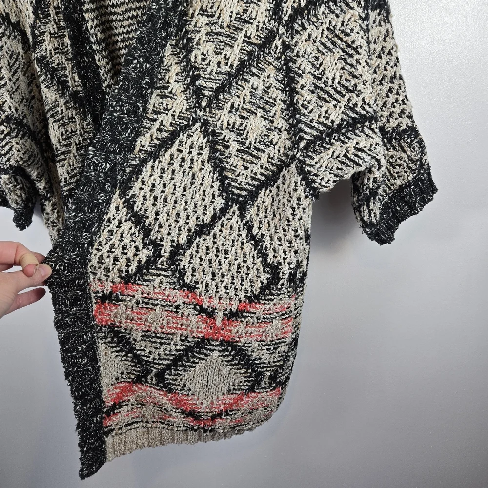 Bluetique Southwestern Abstract Chunky Knit Open Front Cardigan Sweater Size XL